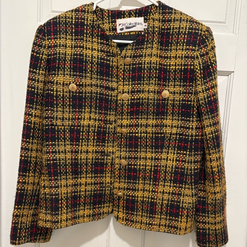 Vintage JH Collectibles Black and Yellow Textured Jacket